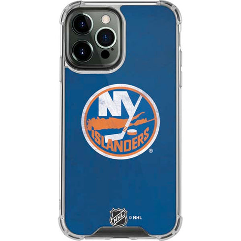 NHL New York Islanders Distressed iPhone 14 Pro Max Clear Case