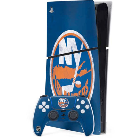 NHL New York Islanders Distressed PS5 Slim Digital Edition Bundle Skin