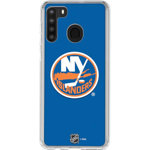 NHL New York Islanders Solid Background Galaxy A21 Clear Case