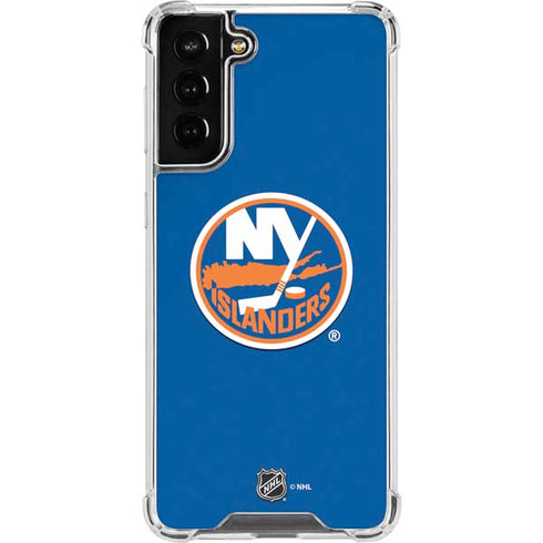 NHL New York Islanders Solid Background Galaxy S21 FE Clear Case