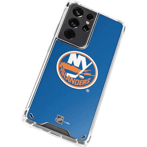 NHL New York Islanders Solid Background Galaxy S21 Ultra 5G Clear Case