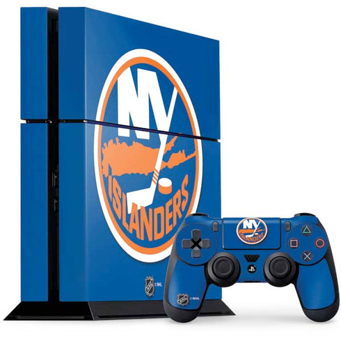 NHL New York Islanders Solid Background PS4 Console and Controller Bundle Skin