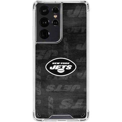NFL New York Jets Black & White Galaxy S21 Ultra 5G Clear Case