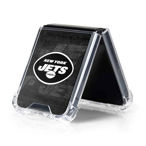 NFL New York Jets Black & White Galaxy Z Flip5 5G Clear Case