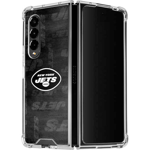 NFL New York Jets Black & White Galaxy Z Fold4 5G Clear Case