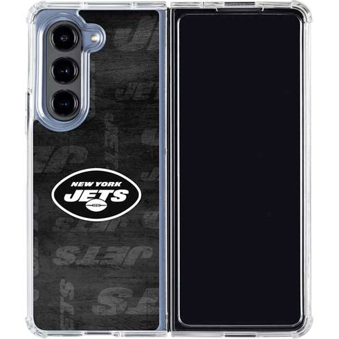 NFL New York Jets Black & White Galaxy Z Fold5 5G Clear Case