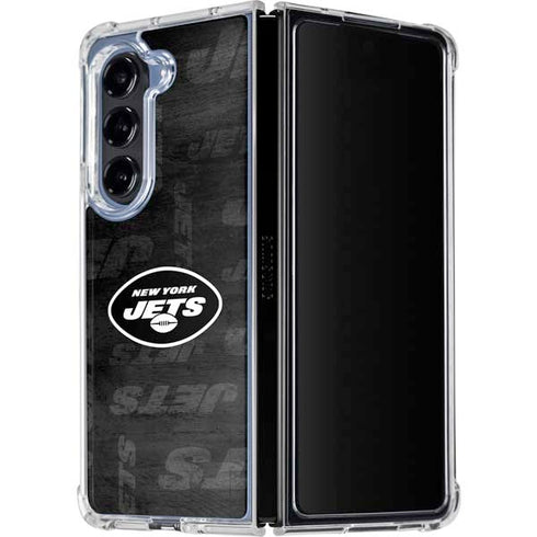 NFL New York Jets Black & White Galaxy Z Fold5 5G Clear Case
