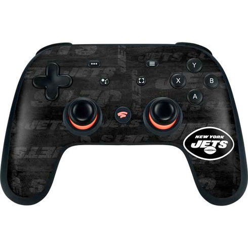 NFL New York Jets Black & White Google Stadia Controller Skin