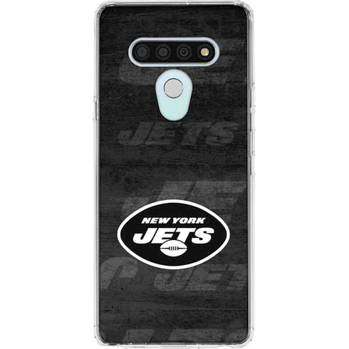 NFL New York Jets Black & White LG Stylo 6 Clear Case