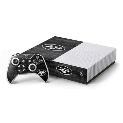 NFL New York Jets Black & White Xbox One S All-Digital Edition Bundle Skin
