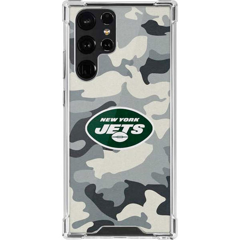NFL New York Jets Camo Galaxy S22 Ultra Clear Case
