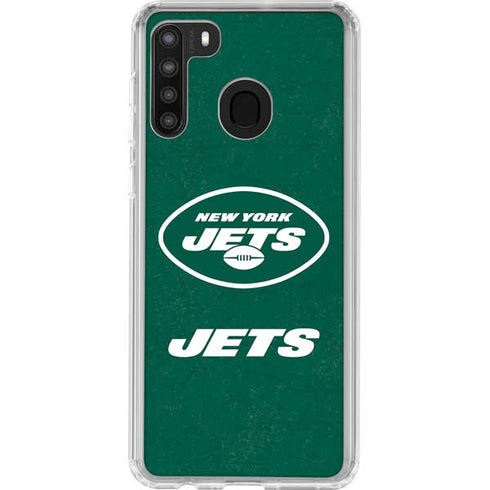 NFL New York Jets Distressed Galaxy A21 Clear Case