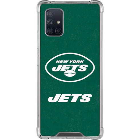 NFL New York Jets Distressed Galaxy A71 5G Clear Case