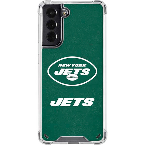 NFL New York Jets Distressed Galaxy S21 5G Clear Case