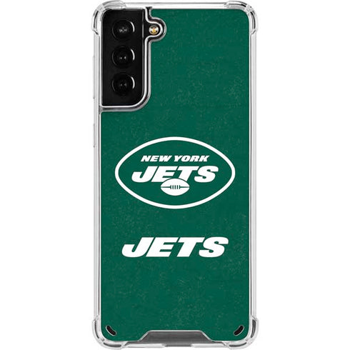 NFL New York Jets Distressed Galaxy S21 Plus 5G Clear Case