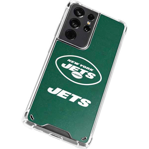NFL New York Jets Distressed Galaxy S21 Ultra 5G Clear Case