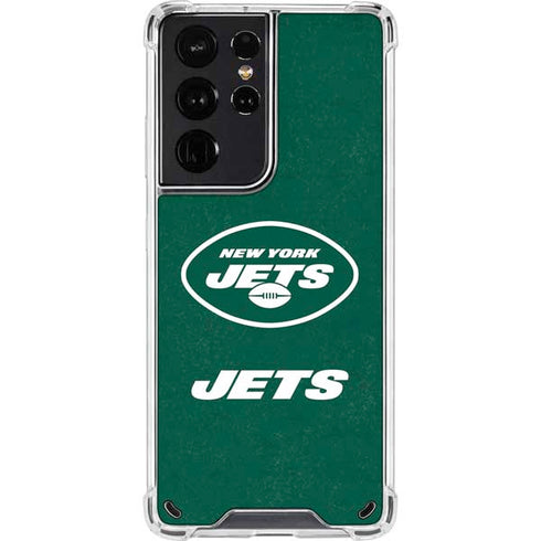 NFL New York Jets Distressed Galaxy S21 Ultra 5G Clear Case