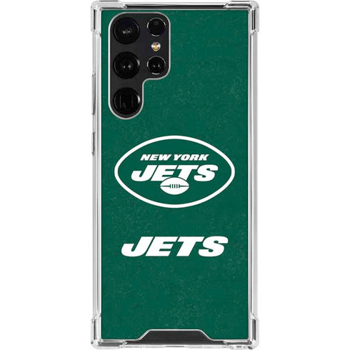 NFL New York Jets Distressed Galaxy S22 Ultra Clear Case
