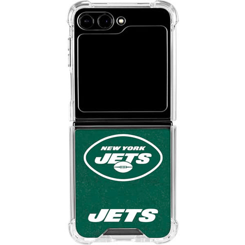 NFL New York Jets Distressed Galaxy Z Flip5 5G Clear Case