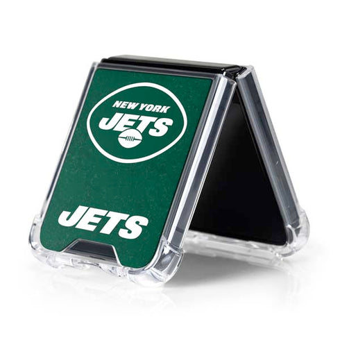 NFL New York Jets Distressed Galaxy Z Flip5 5G Clear Case
