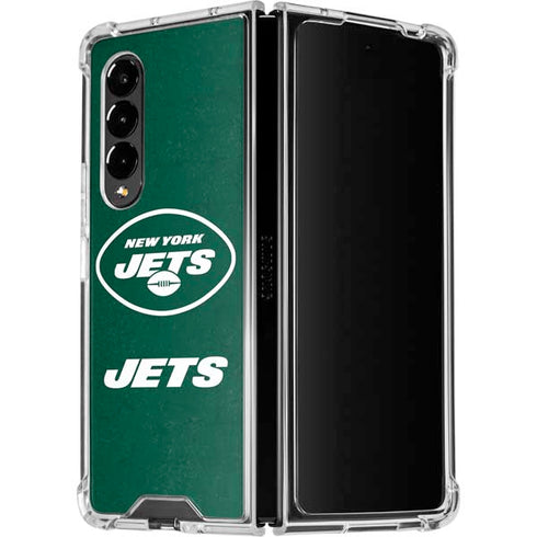 NFL New York Jets Distressed Galaxy Z Fold4 5G Clear Case