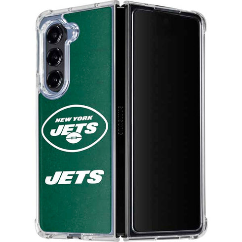 NFL New York Jets Distressed Galaxy Z Fold5 5G Clear Case