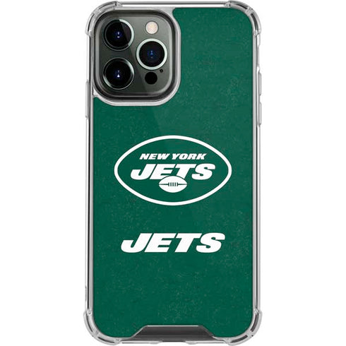 NFL New York Jets Distressed iPhone 13 Pro Max Clear Case