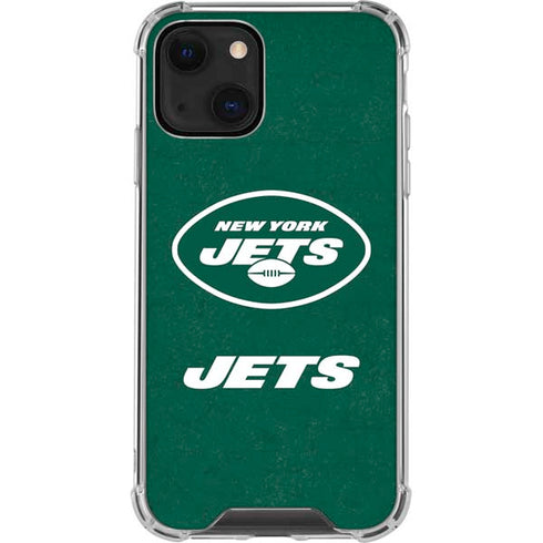 NFL New York Jets Distressed iPhone 15 Plus Clear Case