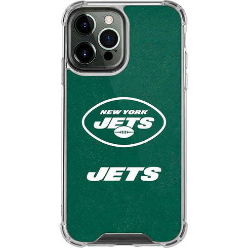 NFL New York Jets Distressed iPhone 14 Pro Max Clear Case