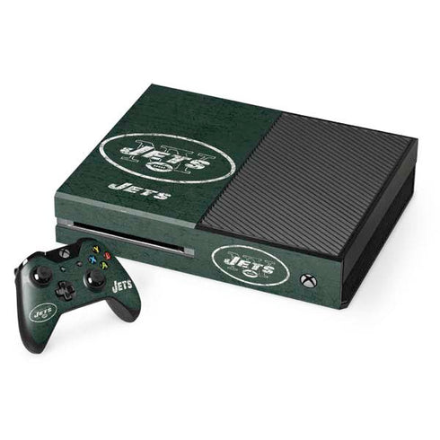 NFL New York Jets Distressed Xbox One Console and Controller Bundle Skin