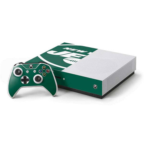 NFL New York Jets Large Logo Xbox One S Console and Controller Bundle Skin