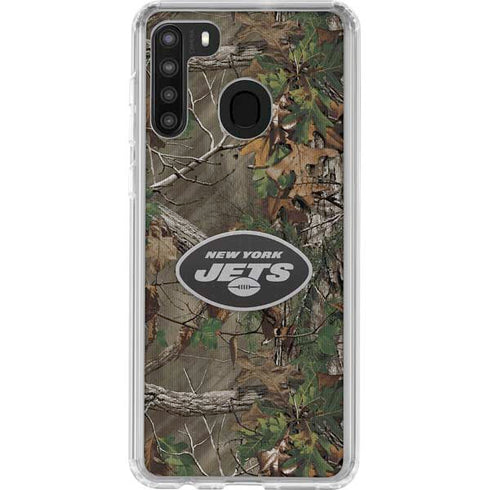 NFL New York Jets Realtree Xtra Green Camo Galaxy A21 Clear Case