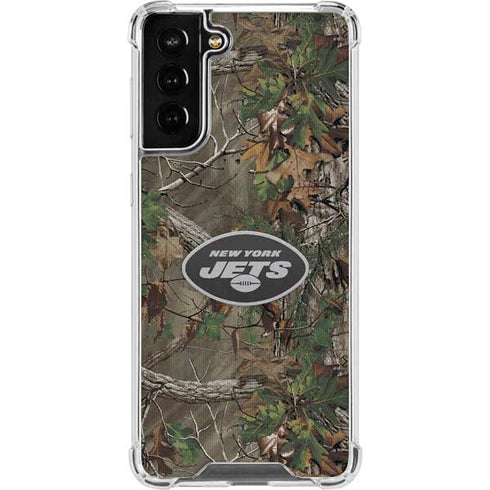 NFL New York Jets Realtree Xtra Green Camo Galaxy S21 FE Clear Case