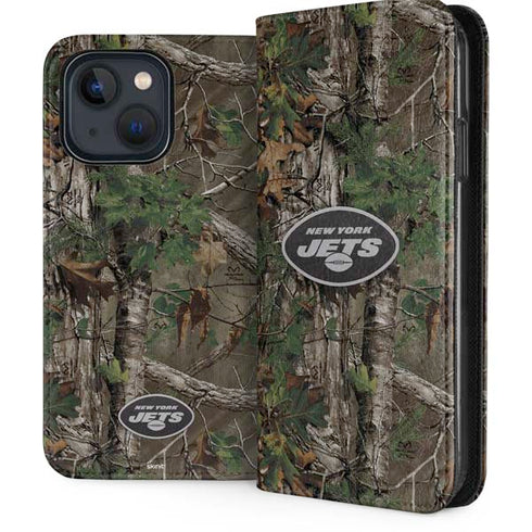 NFL New York Jets Realtree Xtra Green Camo iPhone 15 Folio Case