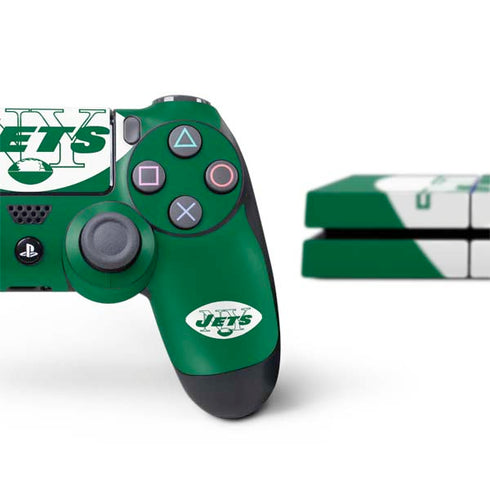 NFL New York Jets Retro Logo PS4 Console and Controller Bundle Skin
