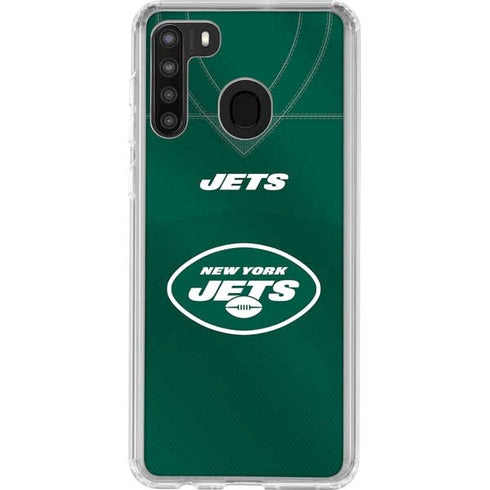 NFL New York Jets Team Jersey Galaxy A21 Clear Case