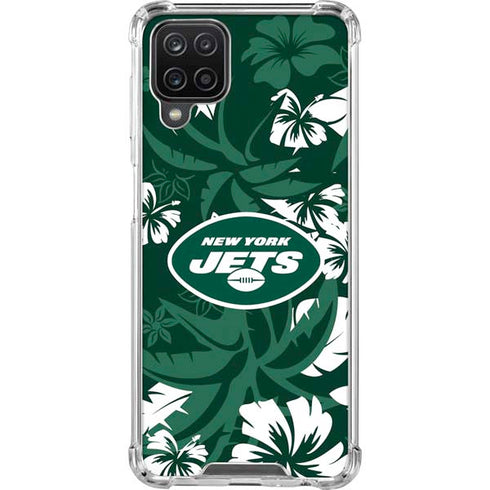 NFL New York Jets Tropical Print Galaxy A12 Clear Case