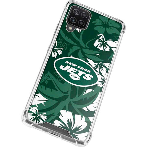NFL New York Jets Tropical Print Galaxy A12 Clear Case