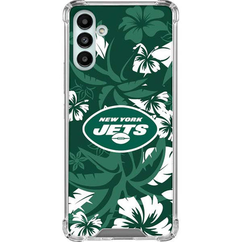 NFL New York Jets Tropical Print Galaxy A13 5G Clear Case
