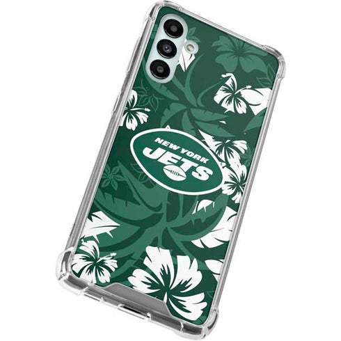 NFL New York Jets Tropical Print Galaxy A13 5G Clear Case