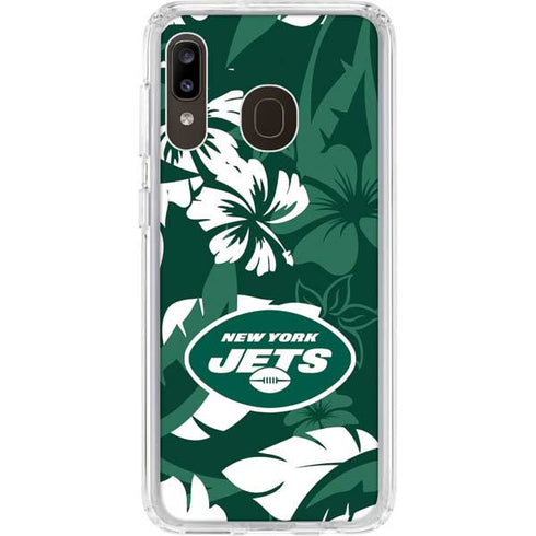 NFL New York Jets Tropical Print Galaxy A20 Clear Case