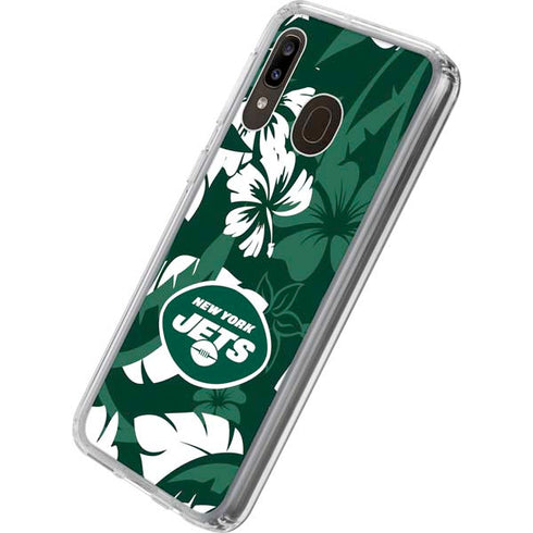 NFL New York Jets Tropical Print Galaxy A20 Clear Case