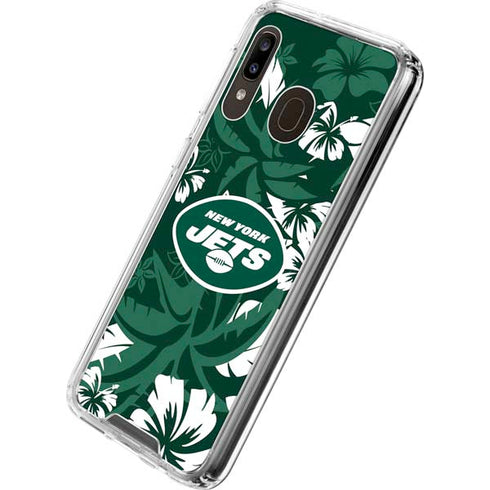 NFL New York Jets Tropical Print Galaxy A30 Clear Case