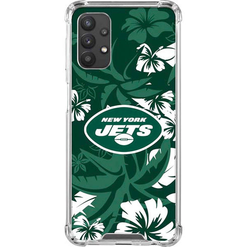 NFL New York Jets Tropical Print Galaxy A32 5G Clear Case