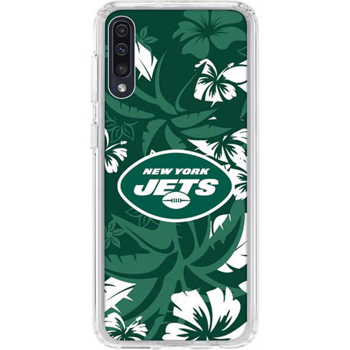 NFL New York Jets Tropical Print Galaxy A50 Clear Case