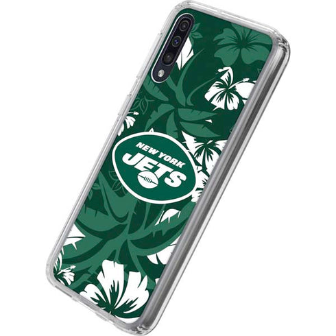 NFL New York Jets Tropical Print Galaxy A50 Clear Case
