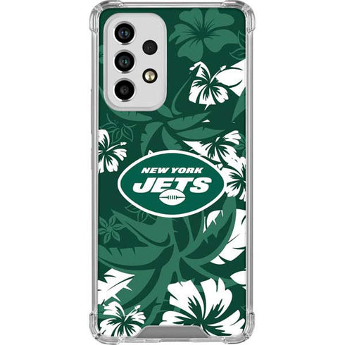 NFL New York Jets Tropical Print Galaxy A53 5G Clear Case