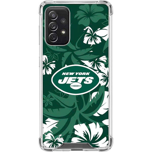 NFL New York Jets Tropical Print Galaxy A72 5G Clear Case