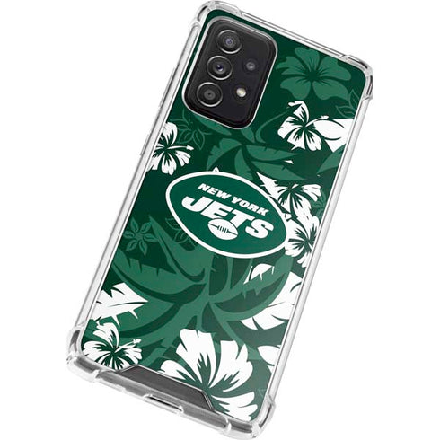 NFL New York Jets Tropical Print Galaxy A72 5G Clear Case