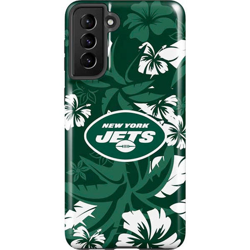 NFL New York Jets Tropical Print Galaxy S21 FE Pro Case
